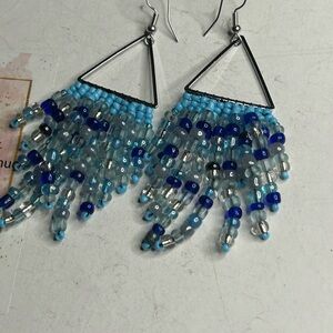 Sapphire Cascade Triangle Earrings – 2.5”